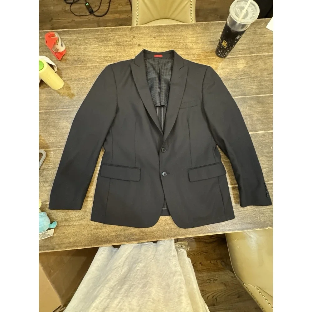 John Varvatos Blazer Men‎ 40R Black Wool Sport Coat Jacket 2 Button Breathable